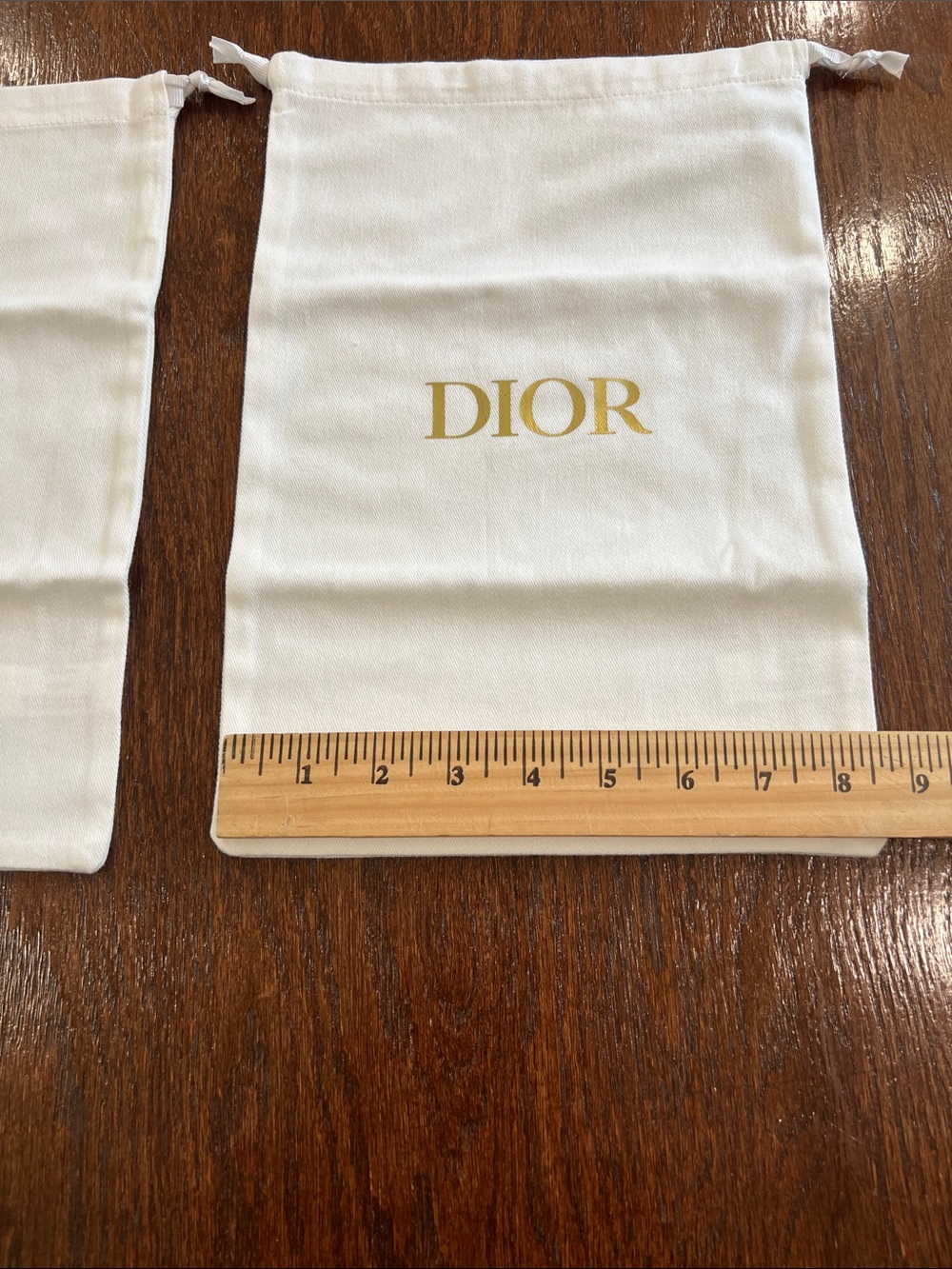 Dior White Drawstring Pouches with Gold Logo for shoes (Pair) - Picture 5 of 6